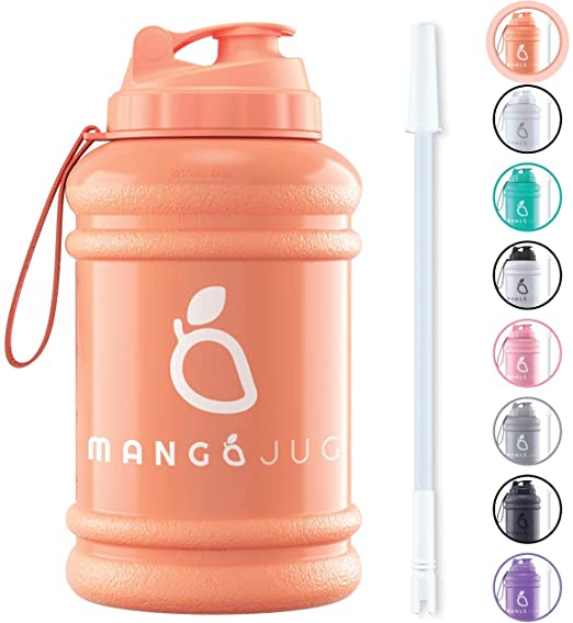 Mango 2.2 Litre Water Bottle With Straw and Time markings - BPA Free Xl Jug - Extra Large Durable Sports Bottles With Flip Cap - Ideal For Gym