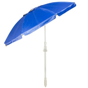 Outdoor Beach Wind Vent Umbrella 7ft Certified by Skin Cancer Foundation UV Protection UPF 50  Built-in Anchor Pole and Air Vent for Stability (Dark Blue) by JGR Copa