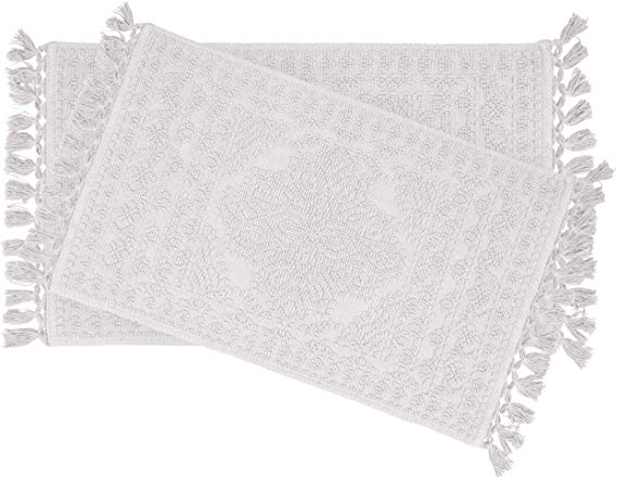 French Connection Bath Rugs, 17 in. x 24 in./20 in. x 34 in, White