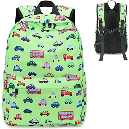 Preschool Backpack for Kids Boys Toddler Backpack Kindergarten School Bookbags (Y0057 Car-Light Green)