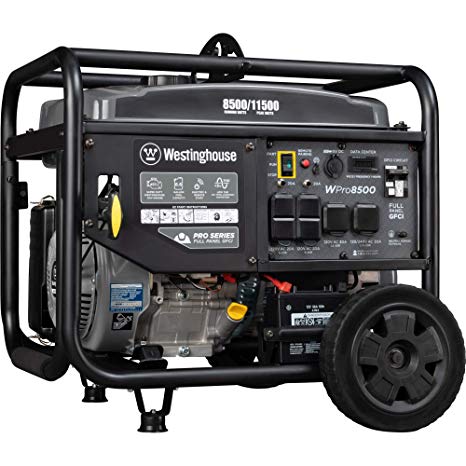 Westinghouse WPro8500 Super Duty Industrial Gas Powered Remote Electric Start Portable Generator, 8500 Running Watts & 11500 Peak Watts, Gray