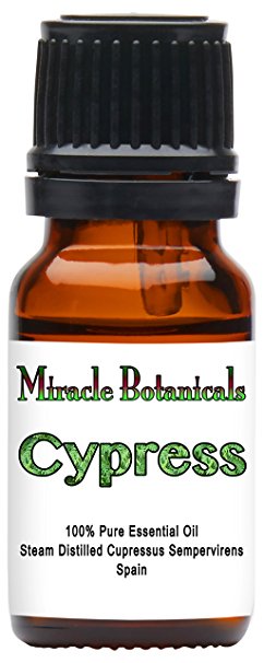 Miracle Botanicals Wildcrafted Cypress Essential Oil - 100% Pure Cupressus Sempervirens - 10ml or 30ml Sizes - Therapeutic Grade 10ml