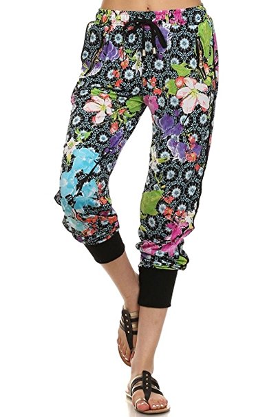 ICONOFLASH Women's Printed Joggers with Elastic Waistband & Pockets