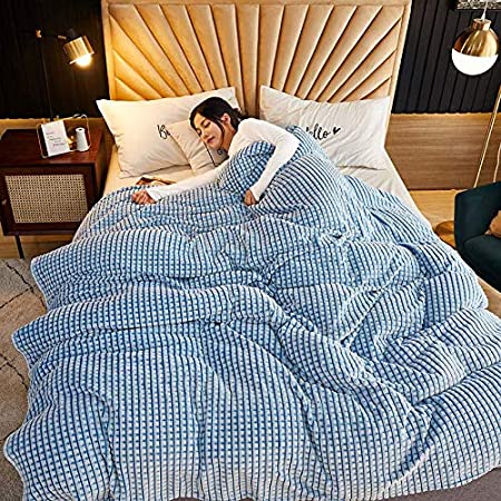 HEXIN Super Ultra Soft Flannel Fleece Blanket Large Fluffy Warm Throw Over Bed Sofa Settee,Luxury Super Soft Warm Reversible Blanket Throw with Plush Velvet Reverse (blue, 200x230cm)