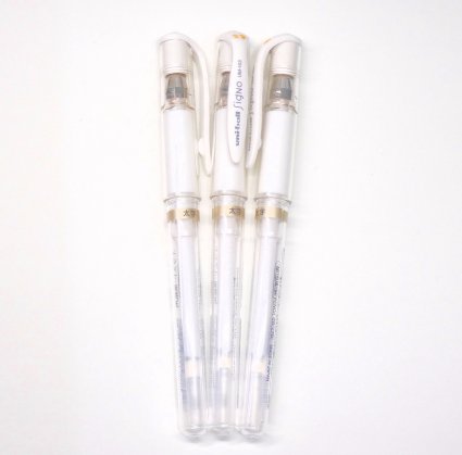 Uni-Ball Signo Broad Point Gel Impact Pen White Ink, 3 pens per Pack (japan import) [Komainu-Dou Original Package]