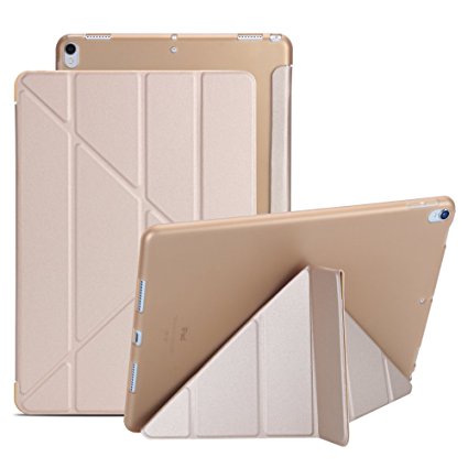 iPad Pro 10.5 Case, XULIS Lightweight Smart Case, PU Leather Front and Translucent Soft TPU Back With Stand and Magnetic Auto Sleep/ Wake Function for iPad Pro 10.5 2017 Release ( Multi-fold Gold)