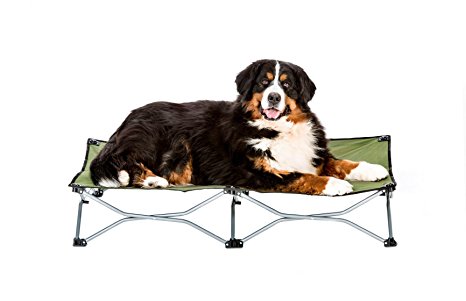 Carlson Pet Products 8045 Elevated Folding Pet Bed 46" Long, Includes Travel Case, Green