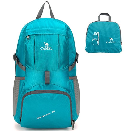 Camel 35L Packable Travel Backpack Ultralight Foldable Daypack Turquoise Color