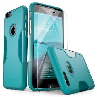 iPhone 6 Case iPhone 6s Case Aqua Teal SaharaCase with Tempered Glass Screen Protector Shock-Absorption TPU Rubber Bumper Reinforced Hard Plastic Framefor Apple 66s 47 Aqua Teal