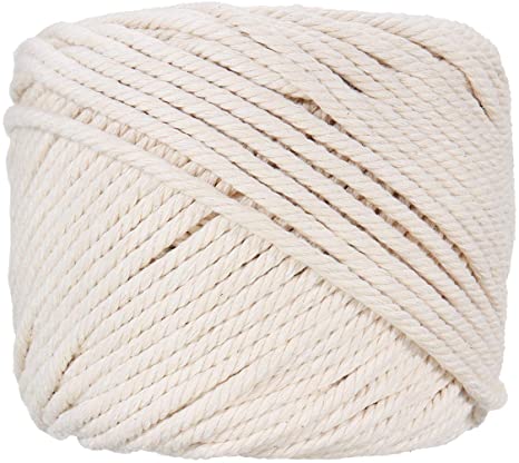 Macrame Cord Natural Cotton Soft Unstained Rope for Handmade Decorations Plant Hanger Wall Hanging Craft Making Knitting Cord Rope (4mm x 100m(About 109 yd))