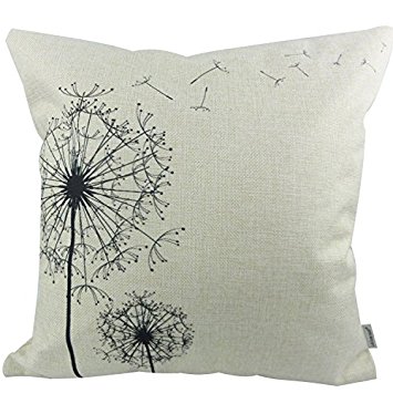 LAZAMYASA Cotton Linen Decorative Throw Pillow Case Cushion Cover Cute Dandelion Pillowcase 18 "X 18 "