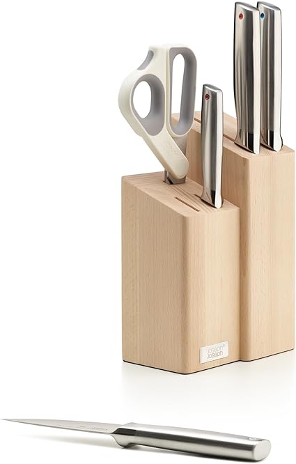 Joseph Joseph Elevate Fusion 5-piece knife, cleaver and scissor set with beechwood block