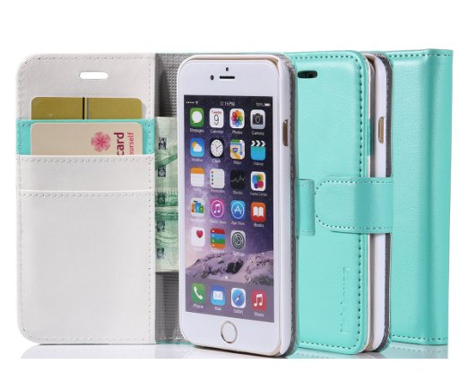 iPhone 6s Case iPhone 6 Case Lumsing iPhone 6 47 Wallet Case Premium Soft PU Leather Wallet Cover - Wallet Case For Apple iPhone 66s 47 Inch 3-Cards-Mint Green