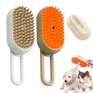 Cloud Care Cat Brush, Cloud Brush for Cats, Cat Brush, Cat Steam Brush, 3-In-1 Self-Cleaning Cat Brush, for Massaging and Cleaning Shedding Pets (White Beige)