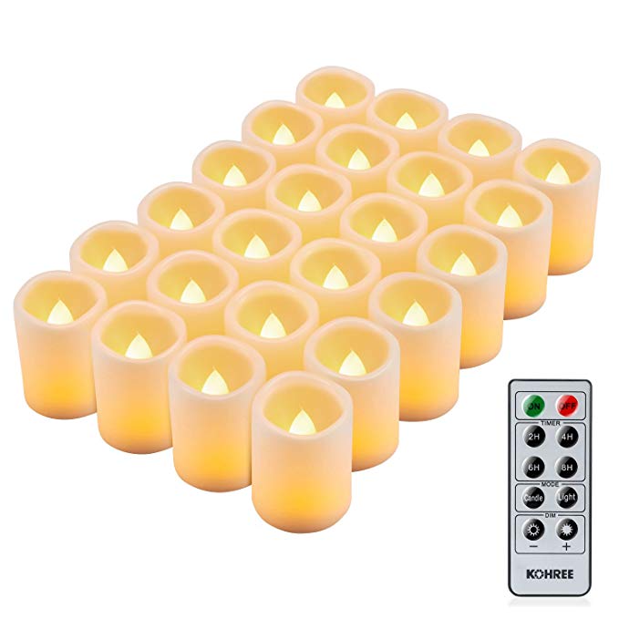 Kohree LED Flameless Candles Tea lights Electric Christmas Candles Battery Powered Candles with Remote Control Timer for Halloween, Christmas, Birthday, Home, Dinner, Wedding, Party, Decor 【Set of 24】