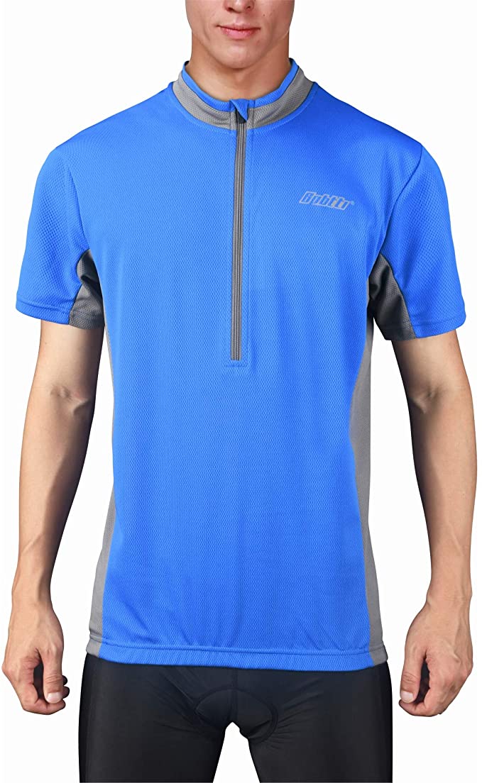 bpbtti Men's Cycling Jersey Short Sleeve MTB Bike Biking Shirts with Half Front Zipper & 3-Rear Pockets