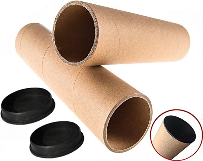2 Pack Mailing Tubes Cardboard Mailing Tube Plastic Storage Tube Document Poster Tube with Plastic End Caps 2 x 16 inch Wall Thickness 0.12" Maximum Load 80 LB