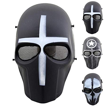 Outgeek Airsoft Mask Full Face Protective Mesh Mask Skull Mask for Costume