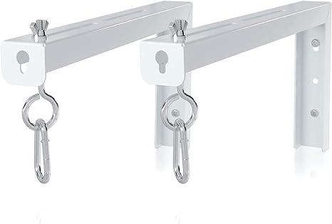 suptek Universal Projektionswandhalterung, Leinwand Halterung, L-Halterungen für Projektor-Leinwand 12 Zoll verstellbare Verlängerung Montagehaken Kapazität bis zu 36 kg , PRL002W, weiß (1 Paar)