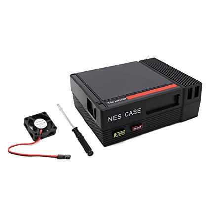 NES CASE,specifically designed for Fuctional Power and Reset Button NESPi CASE Raspberry Pi 3,2 and B ，Carring Small Brushless Cooling Fan ( black)