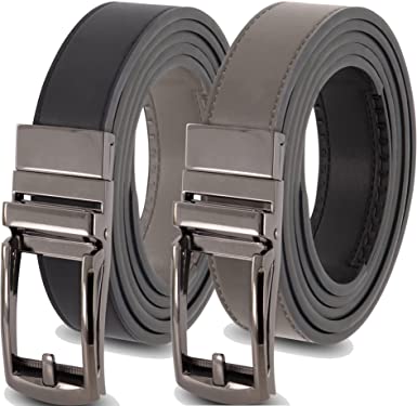 Reversible Ratchet Belt - Genuine Leather - 1 Belt , 2 Colors! One Size (Up to 51”) Adjustable