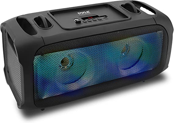 Wireless Portable Bluetooth Boombox Speaker - 120W Rechargeable Boom Box Speaker Portable Barrel Loud Stereo System - Flashing LED, FM Radio/Aux/MP3/USB Flash Drive/Micro SD, & 1/4 in - Pyle PPHP42B