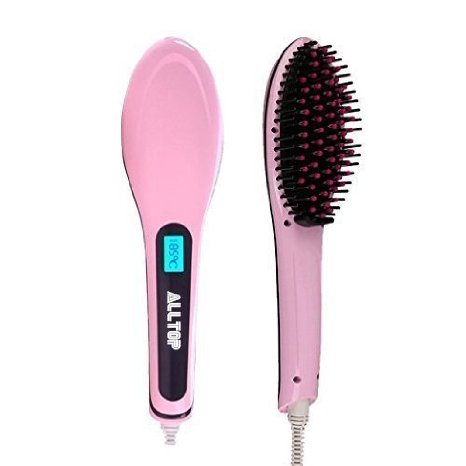 The New Version Digital HAIR STRAIGHTENER: Soriace Digital Anti Static Ceramic Hair Straightener Heating Detangling Hair Brush Paddle Brush For Faster Straightening Styling, Pink