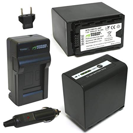 Wasabi Power 7800mAh Battery (2-Pack) & Charger for Panasonic VW-VBD58, VW-VBD78, AG-VBR89G and Panasonic AG-3DA1, AG-DVC30, AG-DVX200, AG-HPX255, AG-HVX201, AJ-PCS060, AJ-PX298, HC-X1000, HDC-Z10000