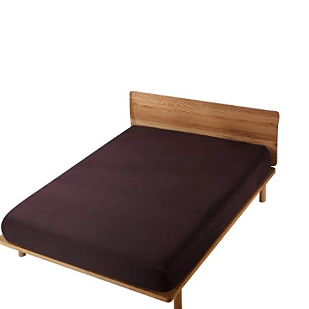 JOYII Twin XL Fitted Sheet Only, 200 Thread Count 100% Cotton Fitted Bed Sheet with 12" Deep Pocket - Breathable Durable and Comfortable Bottom Sheet (Twin XL-Brown)