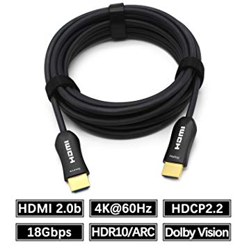 MavisLink HDMI Cable Fiber Optic 30ft 4K 60Hz HDMI2.0b HDR10 ARC HDCP2.2 3D Dolby Vision 18Gbps YUV4:4:4/4:2:2/4:2:0 Slim Flexible for HDTV/Xbox/Projector/Nintendo/Home Theatre