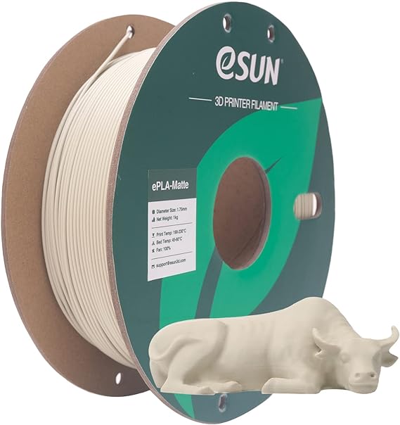 eSUN Upgraded Matte PLA Filament 1.75mm, Excellent Adhesion Matte 3D Printer PLA Filament,1KG Spool 3D Printing Filament for 3D Printers, Paper Reel, Light Khaki