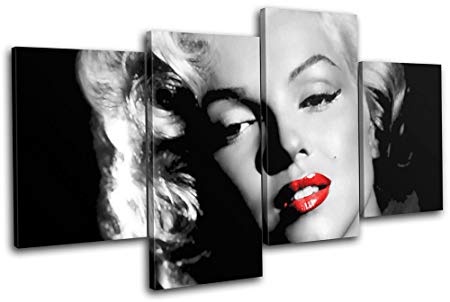 Bold Bloc Design - Marilyn Monroe Iconic Celebrities 160x90cm MULTI Canvas Art Print Box Framed Picture Wall Hanging - Hand Made In The UK - Framed And Ready To Hang
