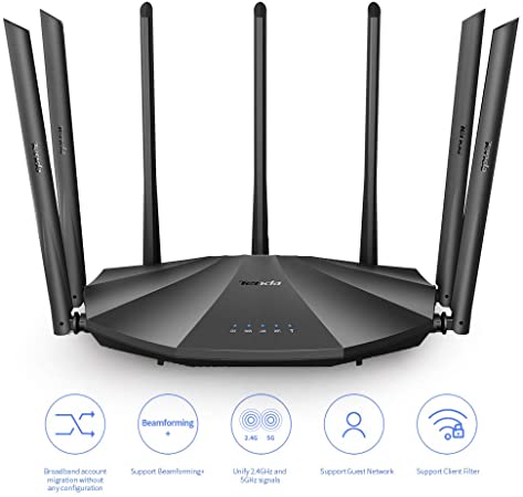 Tenda AC23 Smart WiFi Router - Dual Band Gigabit Wireless (up to 2033 Mbps) Internet Router for Home, 4X4 MU-MIMO Technology, Up to 1400 sq ft Coverage Parental Control (AC2100)