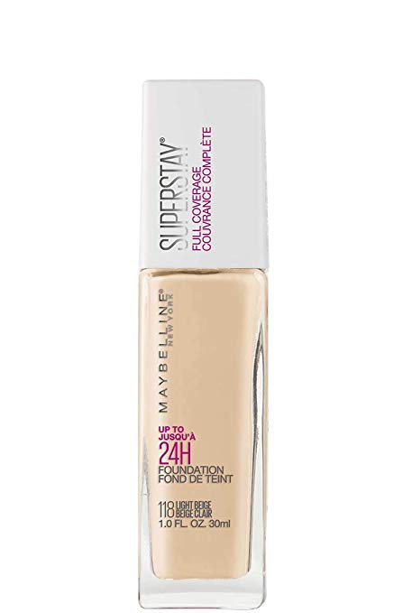 Maybelline New York Super Stay Full Coverage Liquid Foundation Makeup, Light Beige, 1 Fluid Ounce