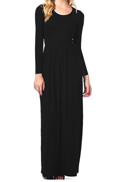 Meaneor Women Long and 3 4 Sleeve Solid Plus Size Maxi Long Evening Party Dress