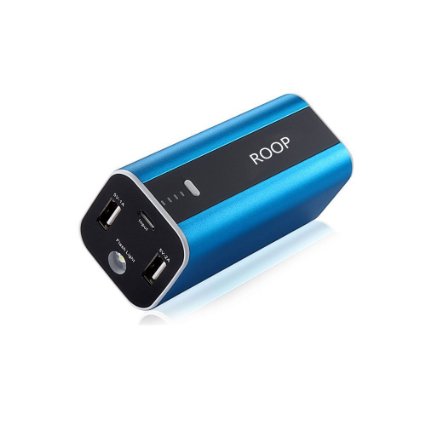 ROOP 12000mAh Fast Charger Dual USB External Battery Pack Portable Battery Charger Power Bank for iPhone ,iPad Mini, Samsung Galaxy S6, More Phones and Tablets (Blue)