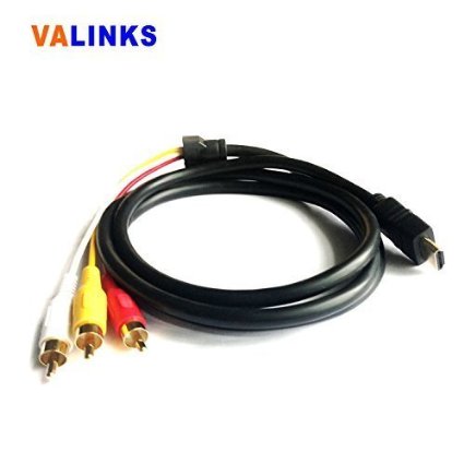 VAlinksTM 5 FT 15m HDMI Male to 3RCA Male Extension Cable Converter Adapter for HDTV DVD Satellite TVRGB Component video and most LCD Projectors