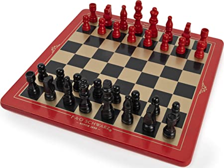 FAO Schwarz Wood Chess Checkers and Tic-Tac-Toe Set, Classic Strategy Games, for Adults and Kids Ages 6 and up