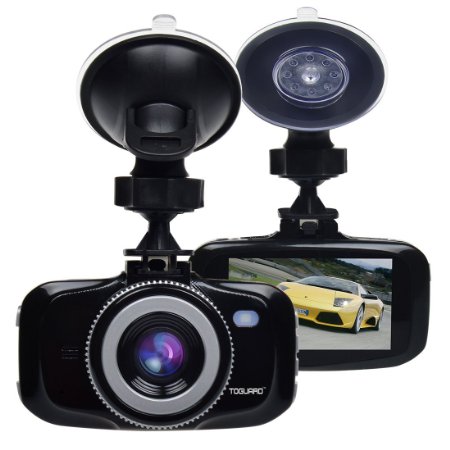Toguard Advanced F2.0 Big Eye Dashboard Camera Black - Full HD 1080P H.264, 2.7" LCD, G-Sensor, LDWS, FCWS, Parking Monitor, Motion Detection, Support Max 32GB micro SD card
