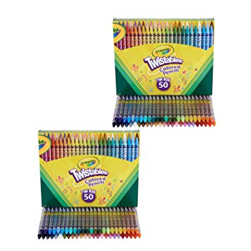 Crayola Twistables Colored Pencils, Great for Coloring Books, 50 Count, Gift - 2 Pack