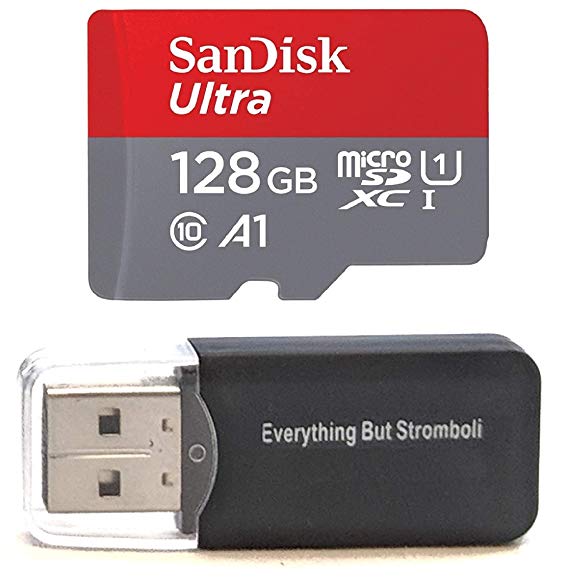 SanDisk 128GB Ultra Micro SDXC Memory Card Bundle Works with Samsung Galaxy J7 (2017), J7 (2018), J7 V (2018) Phone UHS-I Class 10 (SDSQUAR-128G-GN6MN) Plus Everything But Stromboli (TM) Card Reader