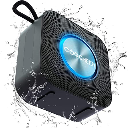 Portable Speaker Bluetooth, COOCHEER Wireless Speaker with LED Party Light 5W Loud Stereo Sound & Enhanced Bass Speaker Bluetooth 5.0, Built-in Mic, IP6 Waterproof for Party, Shower, Outdoor, Travel