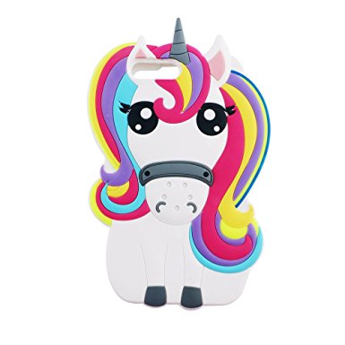 Case for iPhone 7,Vivid Rainbow Unicorn Horse Shaped Animal Fashion Design 3D Cute Cartoon Character Protective Skin Soft Rubber Silicone Case Back Cover for iphone 7 (4.7" Inch)(Unicorn)