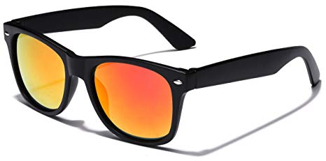 Kids Classic Horn Rimmed Frame Reflective Mirror Lens Sunglasses for Ages 4 to 12