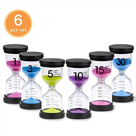 Sand Timer For Classroom And Kids - Big Plastic Sand Timers Hour Glass Hourglass Timer Set-Visual Toothbrush Sand Clock Watch For Toddlers - (pack Of 6)