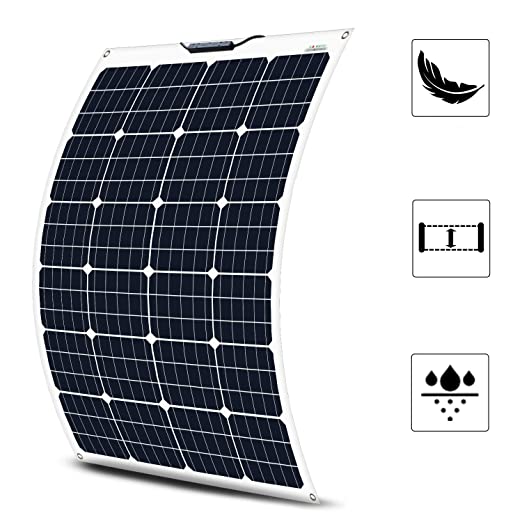 ECO-WORTHY 130Watt 12 Volt Flexible Monocrystalline Solar Panel for Motorhome RV Boat Roof and Uneven Space