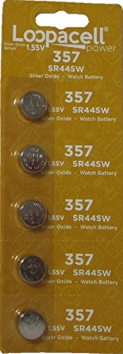 Loopacell 357/303 Silver Oxide Batteries, 5 Pack