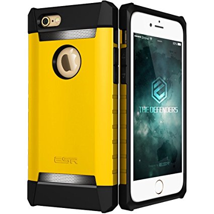 iPhone 6 Plus/6s Plus Case, ESR Three Layer Heavy Duty Shockproof Case [Free Screen Protector] [Metal Design] [Matte Silicone Back   Thickened TPU Bumper] for iPhone 6 Plus/6s Plus 5.5"-Yellow