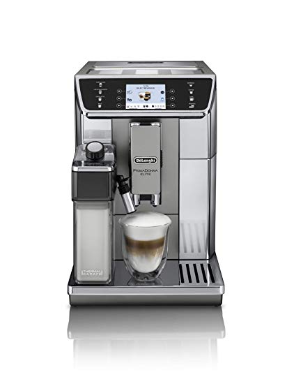 DeLonghi Super-Automatic Espresso Coffee Machine with Double Boiler, Milk frother Maker for Brewing Espresso, Cappuccino, Latte, Macchiato & Flat Whit, ECAM65055MS Primadonna Elite