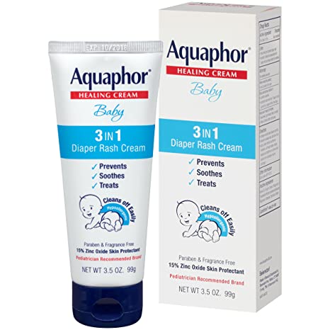 Aquaphor Baby 3 in 1 Diaper Rash Cream - Prevents, Soothes and Treats Diaper Rash - 3.5 oz. Tube
